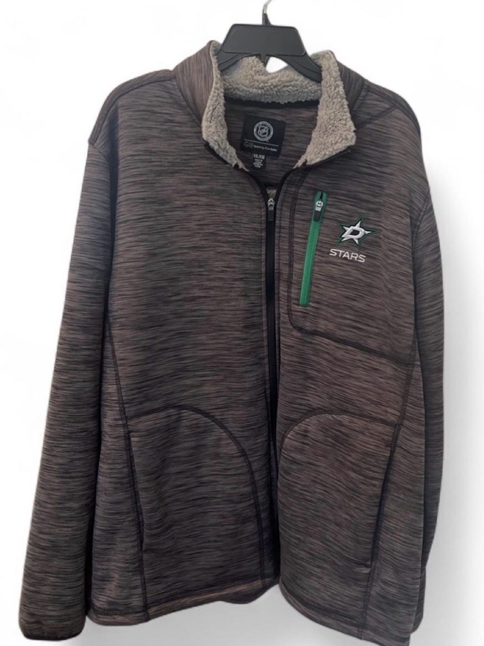 Dallas Stars NHL Gray Heather Full-Zip Sherpa-Lined Stars Jacket